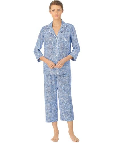 Ralph Lauren Lauren Paisley Cropped Pyjamas - Blue