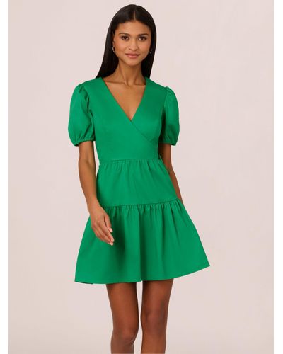 Adrianna Papell Adrianna By Stretch Cotton Mini Dress - Green