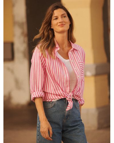 Nrby Winona Linen Blend Stripe Shirt - Pink