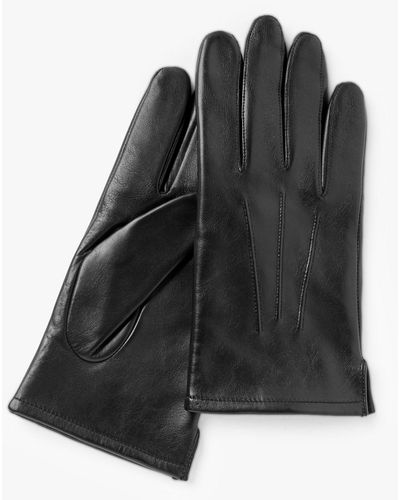 John Lewis Fleece Leather Gloves - Black