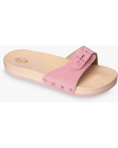 Scholl Pescura Brushed Suede Sliders - Pink