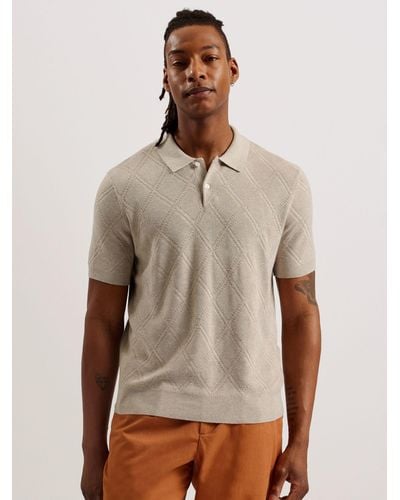 Ted Baker Ventar Regular Short Sleeve Polo Shirt - Natural