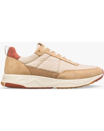 CLAE Owens Suede Blend Lace Up Trainers - Natural