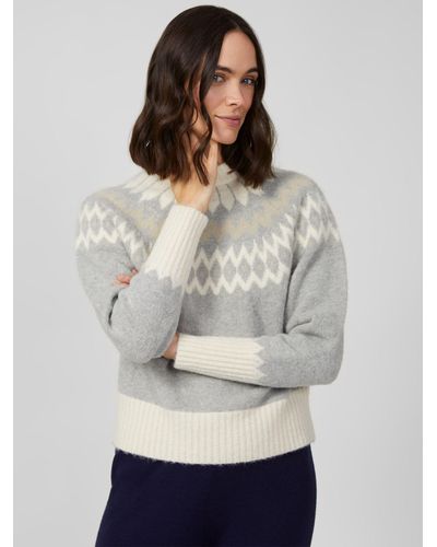 Great Plains Winter Pattern Knit Crew Neck Jumper - Grey