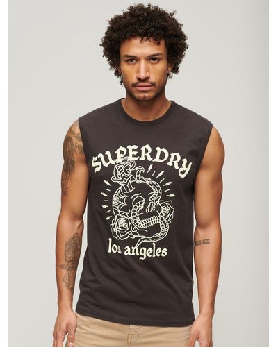 Superdry Tattoo Graphic Tank Top - Brown