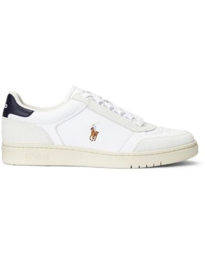 Ralph Lauren Polo Leather Suede Court Trainers - White