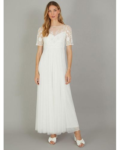 Monsoon Ali Embroidery Wedding Dress - White