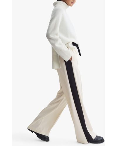 Reiss May Wide Side Stripe Trousers - White