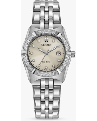 Citizen Ew2712-55e Eco-drive Date Crystal Bracelet Strap Watch - White