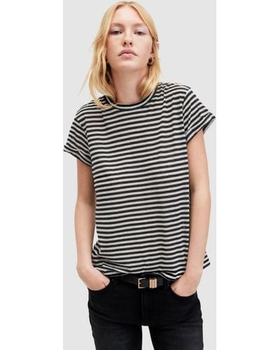 AllSaints Anna Crew Neck Striped T-shirt, - Black