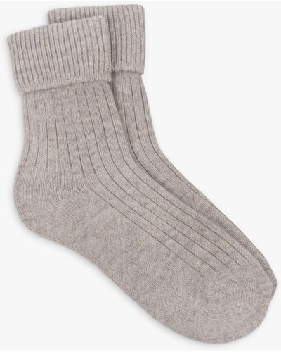 Totes Wool And Cashmere Blend Ribbed Ankle Socks - Grey