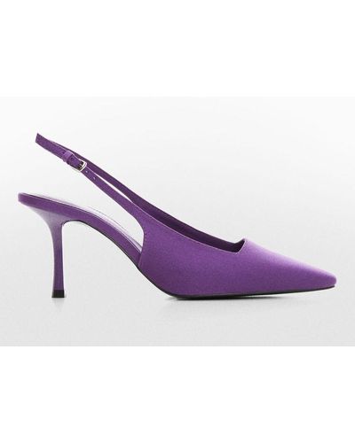 Mango Pointed Square Toe Slingback Court Shoes - Purple