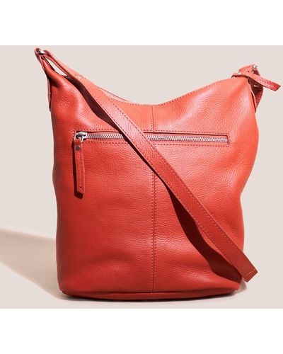 White Stuff Fern Leather Shoulder Bag - Red