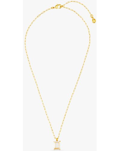 Orelia Crystal Quartz Claw Set Pendant Necklace - White