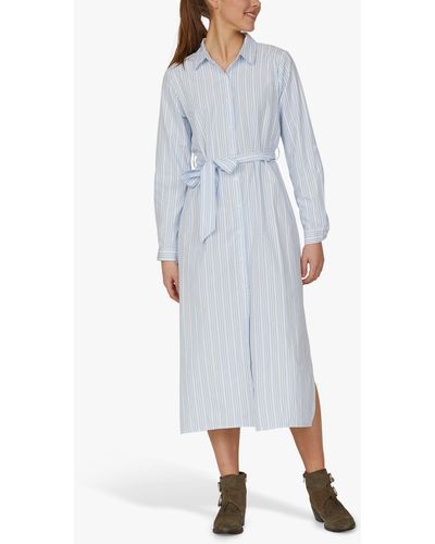 Sisters Point Eron Stripes Tie-belt Shirt Dress - Grey