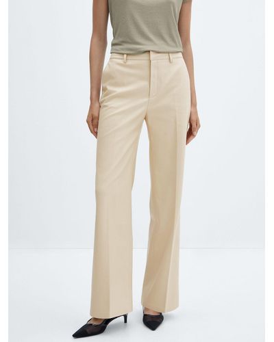 Mango City Straight Leg Trousers - Natural