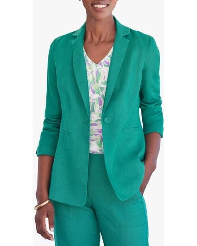 Pure Collection Single Breasted Linen Blazer - Green