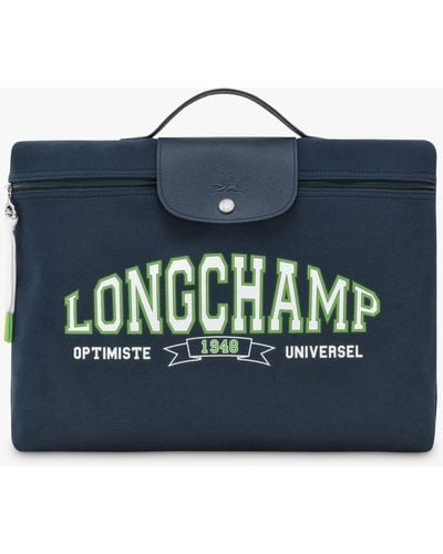 Longchamp Le Pliage Cotton Jersey Logo Briefcase - Blue