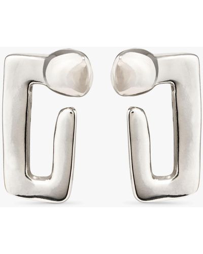 Uno De 50 Curious Collection Medium Rectangular Drop Earrings - White