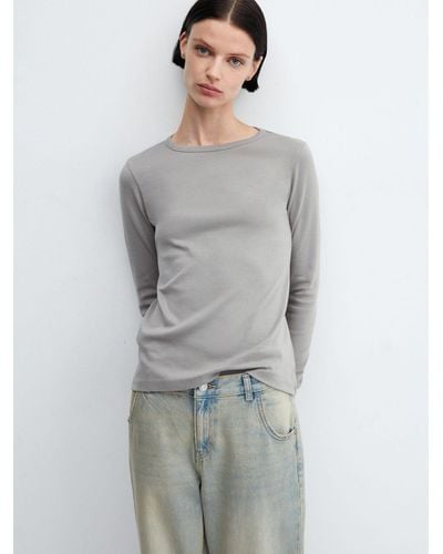 Mango Etoile Long Sleeve T-shirt - Grey