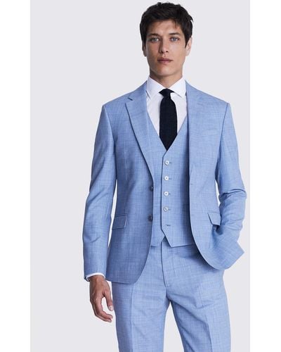 Moss Slim Fit Wool Blend Marl Suit Jacket - Blue