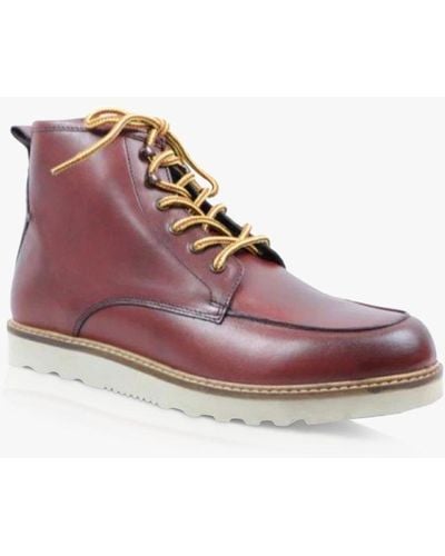 Silver Street London Fisher Leather Lace Up Boots - Purple