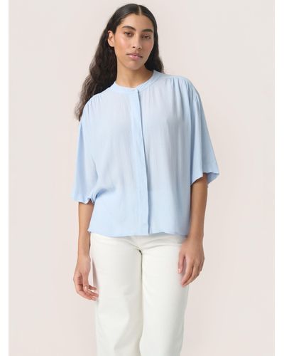 Soaked In Luxury Layna Half Sleeve Loose Fit Shirt - Blue
