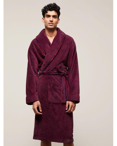 John Lewis Stripe Fleece Robe - Red