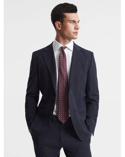 Reiss Hope Wool Blend Tailored Fit Suit Jacket - Blue