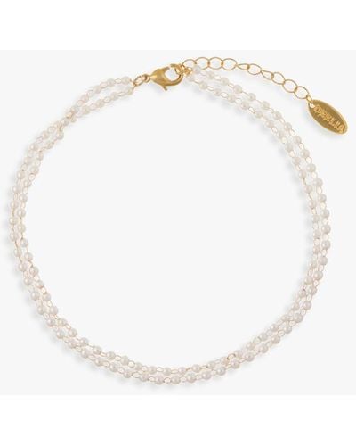 Orelia Micro Pearl Double Chain Anklet - White