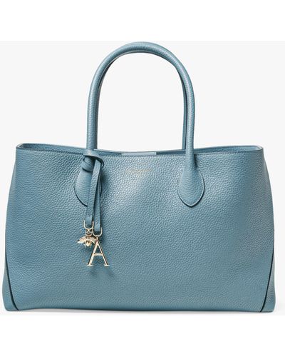 Aspinal of London Pebble Leather London Tote Bag - Blue
