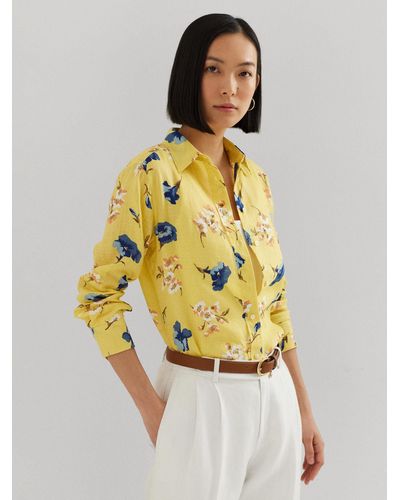 Ralph Lauren Lauren Karrie Linen Floral Shirt - Yellow