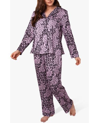 Wolf & Whistle Animal Print Satin Pyjama Set - Purple