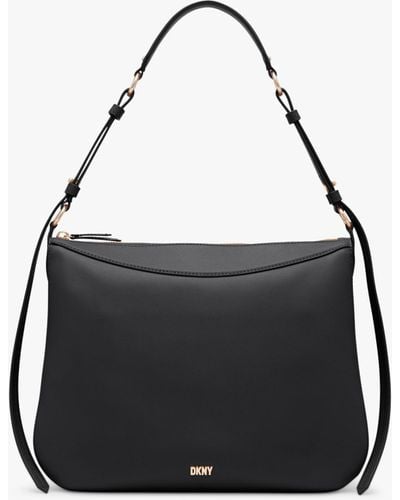 DKNY Hobo Leather Shoulder Bag - Black