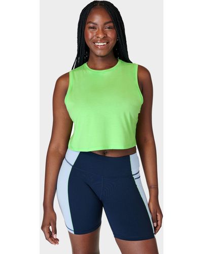 Sweaty Betty Breathe Easy Crop Muscle Tank Top - Green