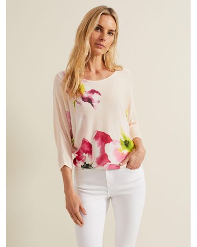 Phase Eight Erika Floral Placement Jumper - Pink