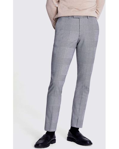 Moss Slim Fit Check Trousers - Grey