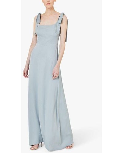 Maids To Measure Allegra Satin Wide Strap Maxi Dress - Blue