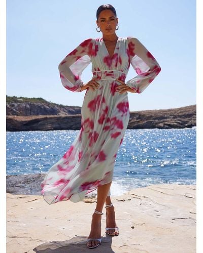 Ro&zo Stephanie Blurred Floral Maxi Dress - Pink