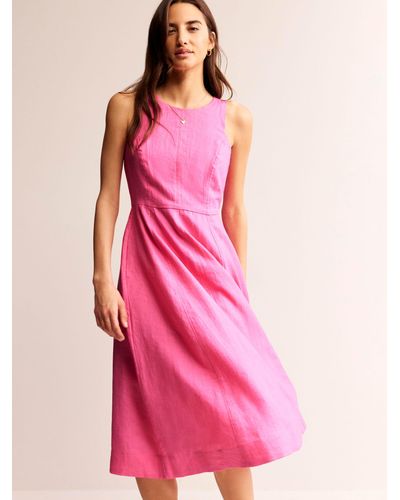 Boden Carla Linen Midi Dress - Pink