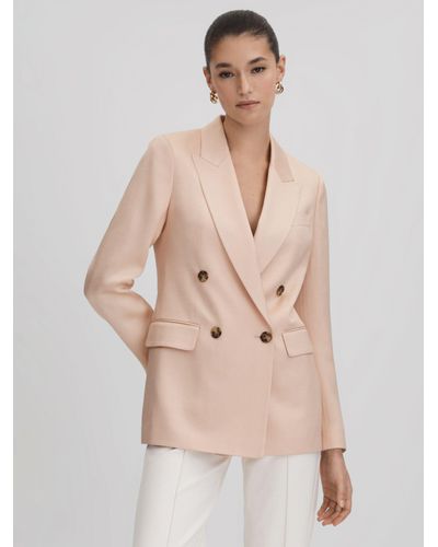 Reiss Eve Double Breasted Blazer - Natural