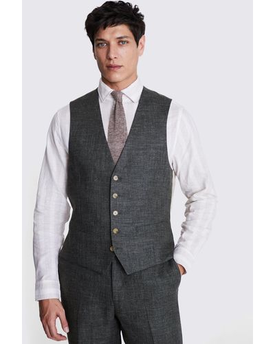 Moss Linen Suit Waistocoat - Grey