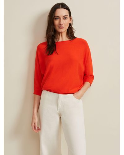 Phase Eight Cristine Fine Knit Batwing Jumper - Red
