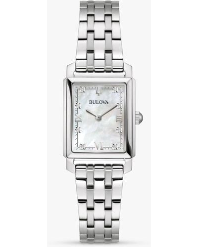 Bulova 96p244 Sutton Diamond Bracelet Strap Watch - White