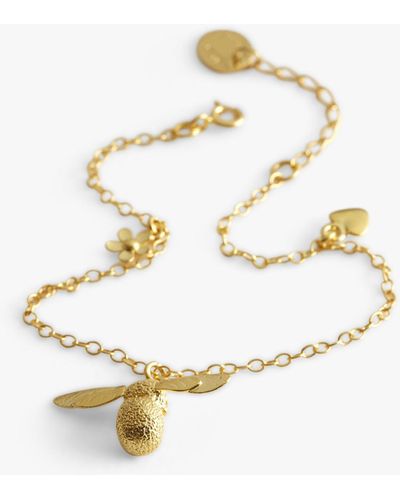 Alex Monroe 22ct Gold Plated Baby Bee Charm Bracelet - Metallic