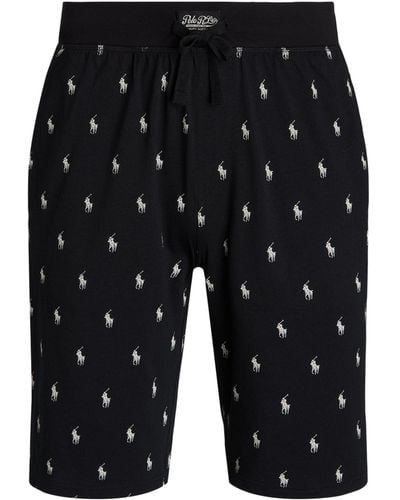Ralph Lauren Polo Cotton Slim Fit All Over Pony Pyjama Shorts - Black