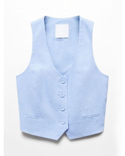 Mango Linen Waistcoat - Blue