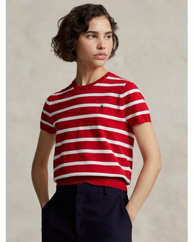 Ralph Lauren Polo Stripe Short Sleeve Jumper - Red