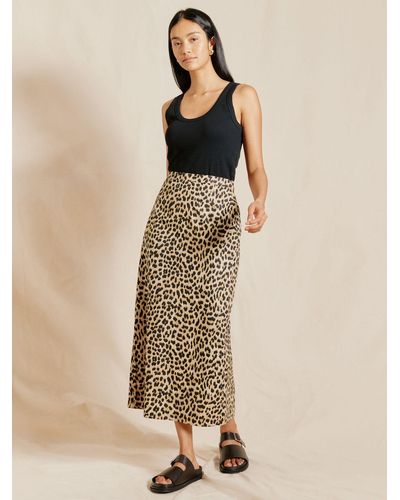 Albaray Organic Cotton Animal Print Midi Skirt - Natural