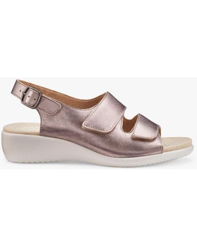 Hotter Easy Ii Wide Fit Leather Low Wedge Sandals - Pink